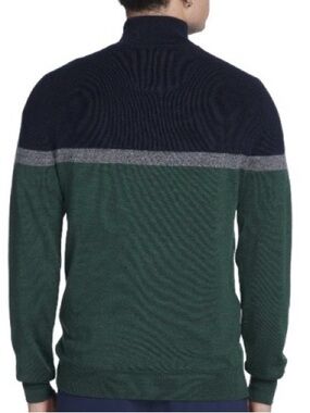 Joseph Abboud Sweater
Blue/Green Merino
Wool 1/4 Zip Knit Casual
Preppy Work